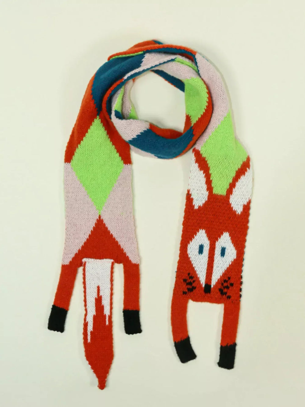 Knitted Fox Pattern Scarf - Trendsi - Flyclothing LLC