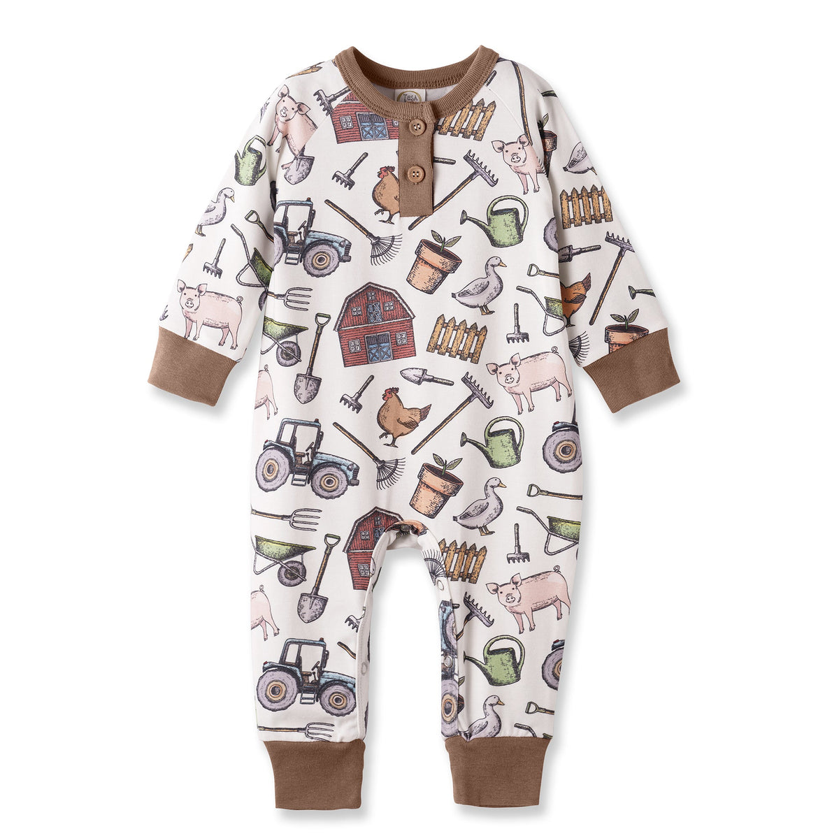 Farmer's Market Baby Henley Romper - Bamboo One Piece - Tesa Babe - Flyclothing LLC