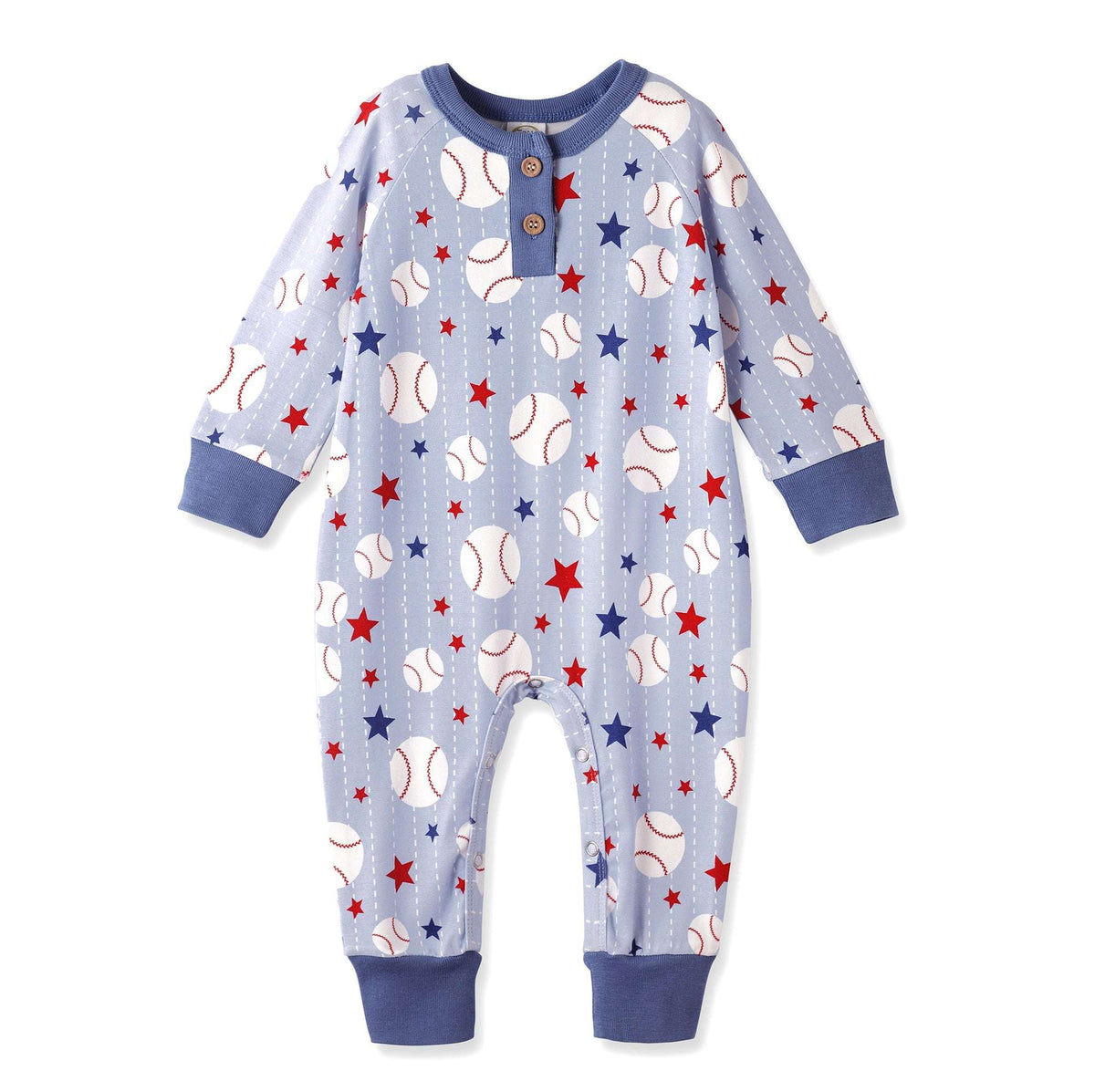Grand Slam Bamboo Baseball Henley Romper for Baby Boys - Tesa Babe - Flyclothing LLC