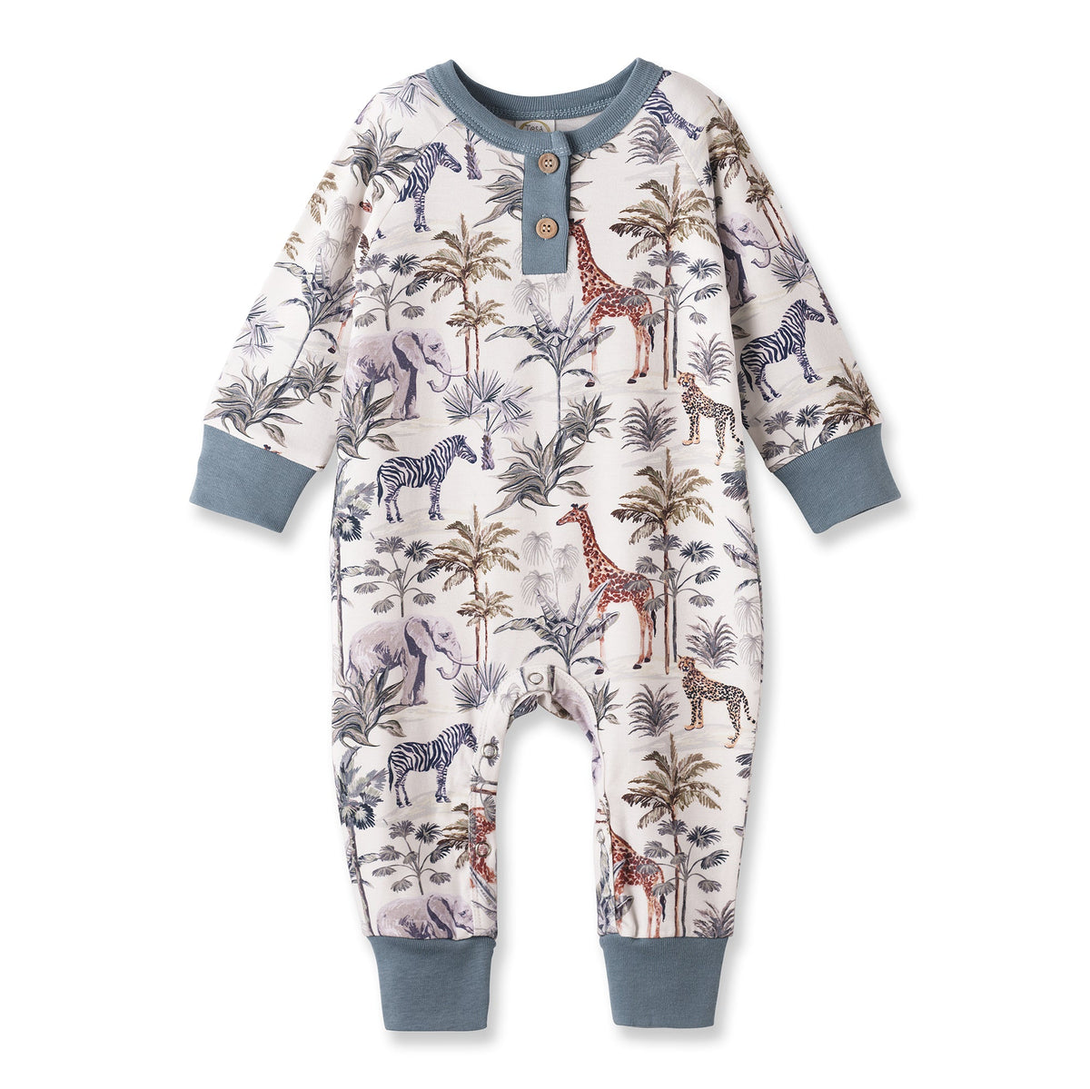 Jungle Safari Bamboo Henley Romper for Baby Boys - Tesa Babe - Flyclothing LLC