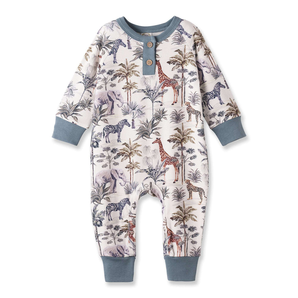 Jungle Safari Bamboo Henley Romper for Baby Boys - Tesa Babe - Flyclothing LLC