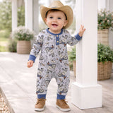 Western Cowboy Rodeo Henley Baby Romper - Bamboo - Tesa Babe - Flyclothing LLC