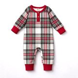 Baby Christmas Plaid Henley Bamboo Romper - Tesa Babe - Flyclothing LLC