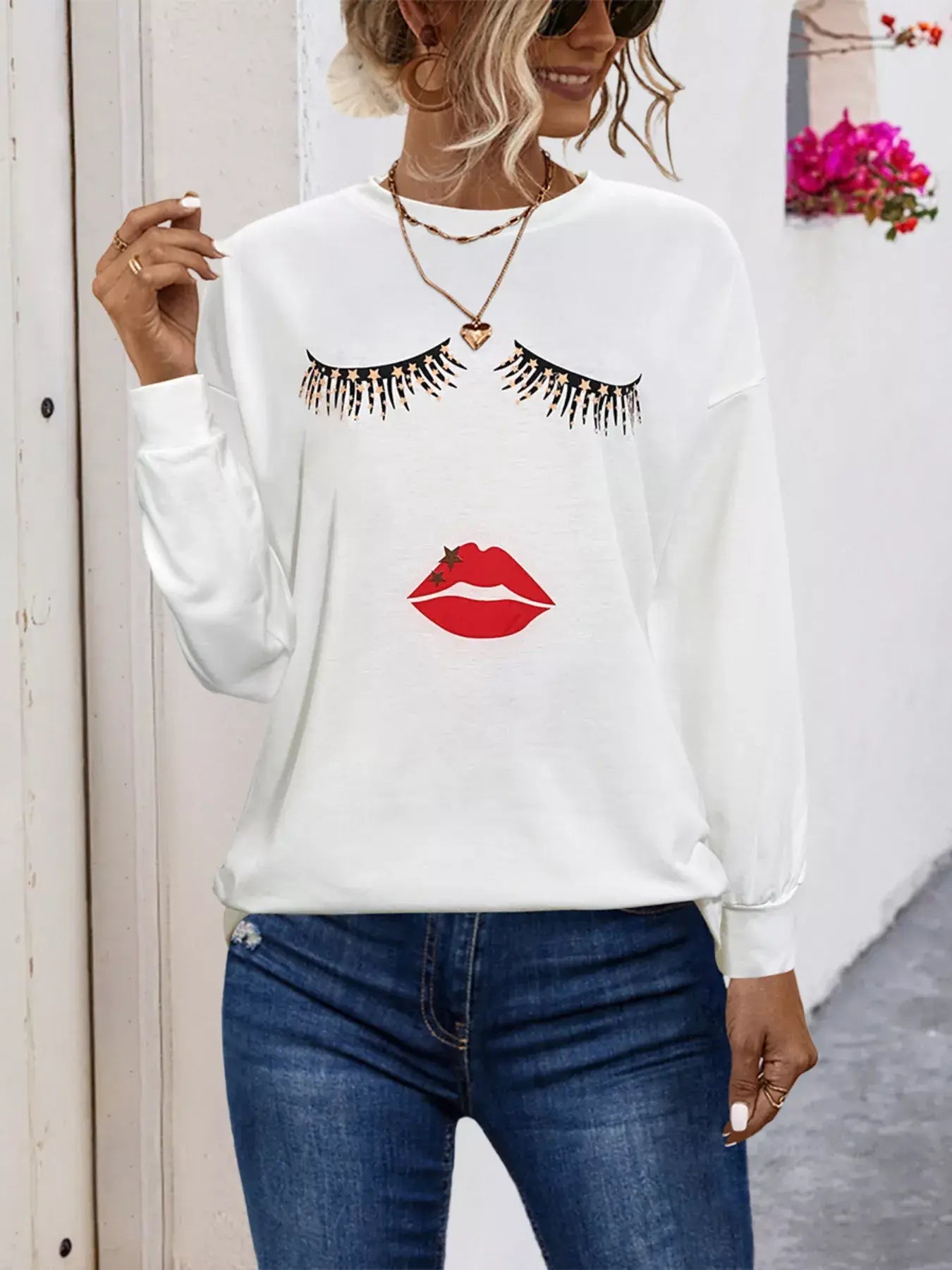 Graphic Round Neck Dropped Shoulder T-Shirt - Trendsi - Flyclothing LLC