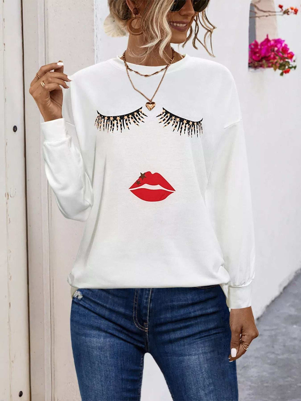 Graphic Round Neck Dropped Shoulder T-Shirt - Trendsi - Flyclothing LLC