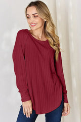 Basic Bae Full Size Ribbed Round Neck Slit T-Shirt - ShopBasicbae - Flyclothing LLC