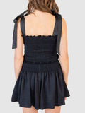 Smocked Tie Shoulder Top and Mini Skirt Set - Trendsi - Flyclothing LLC