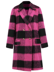 Plaid Double-Breasted Long Sleeve Coat - Trendsi