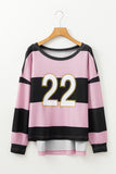 High-Low Color Block Round Neck Long Sleeve T-Shirt - Trendsi