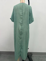 Full Size V-Neck Short Sleeve Midi Dress Plus Size - Trendsi - Flyclothing LLC