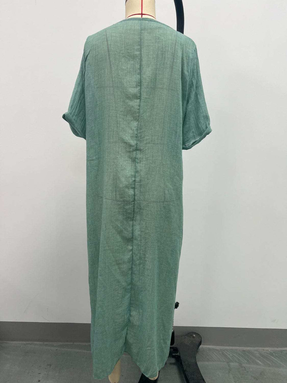 Full Size V-Neck Short Sleeve Midi Dress Plus Size - Trendsi - Flyclothing LLC