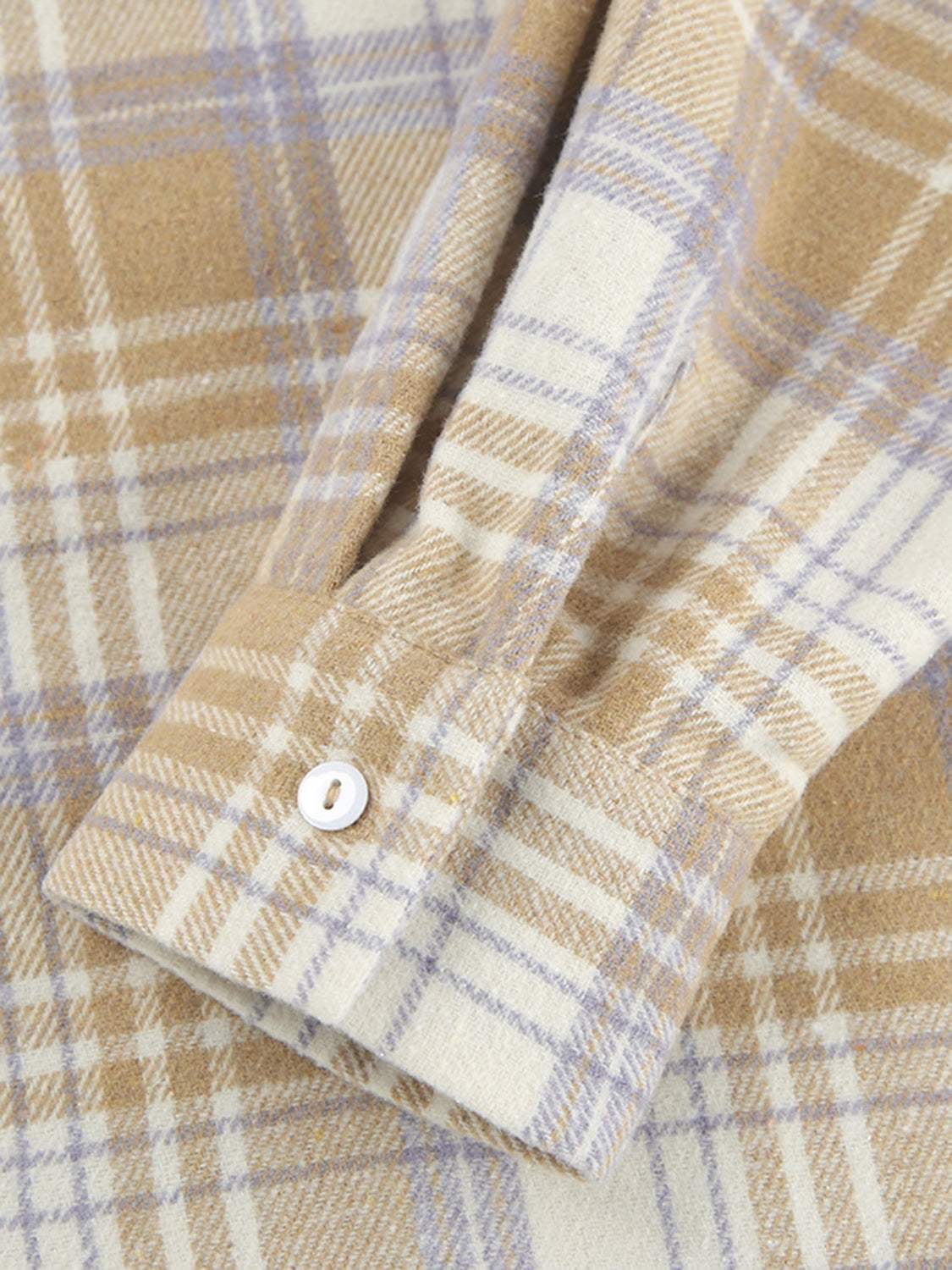 Plaid Collared Neck Dropped Shoulder Shirt - Trendsi - Flyclothing LLC