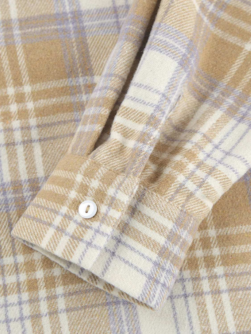 Plaid Collared Neck Dropped Shoulder Shirt - Trendsi - Flyclothing LLC