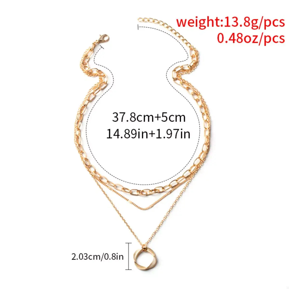Three Layered Pendant Necklace - Trendsi - Flyclothing LLC