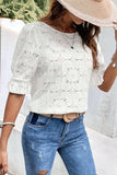 Round Neck Flounce Sleeve Blouse - Trendsi - Flyclothing LLC