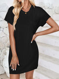 Round Neck Short Sleeve Mini Dress - Trendsi - Flyclothing LLC