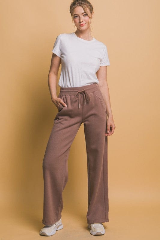 Love Tree Drawstring Wide Leg Sweatpants with Pockets - Trendsi
