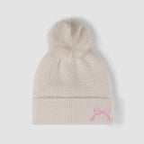 Thermal Bow Knit Hat with Pompom - Trendsi - Flyclothing LLC