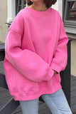 Oversize Round Neck Dropped Shoulder Sweatshirt - Trendsi