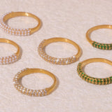 18K Gold-Plated Inlaid Zircon Ring - Trendsi
