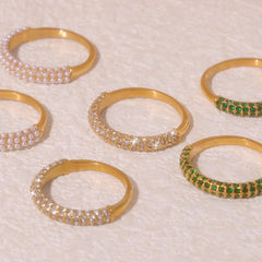 18K Gold-Plated Inlaid Zircon Ring - Trendsi