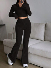 Conjunto de pantalón y camiseta de manga larga con cremallera
