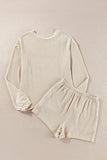Round Neck Long Sleeve Top and Shorts Set - Trendsi - Flyclothing LLC
