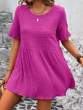 Round Neck Short Sleeve Blouse - Trendsi - Flyclothing LLC