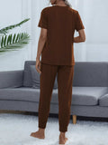Round Neck Top and Pants Lounge Set - Trendsi - Flyclothing LLC
