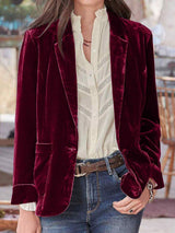 Pocketed Button Up Lapel Collar Blazer - Trendsi - Flyclothing LLC