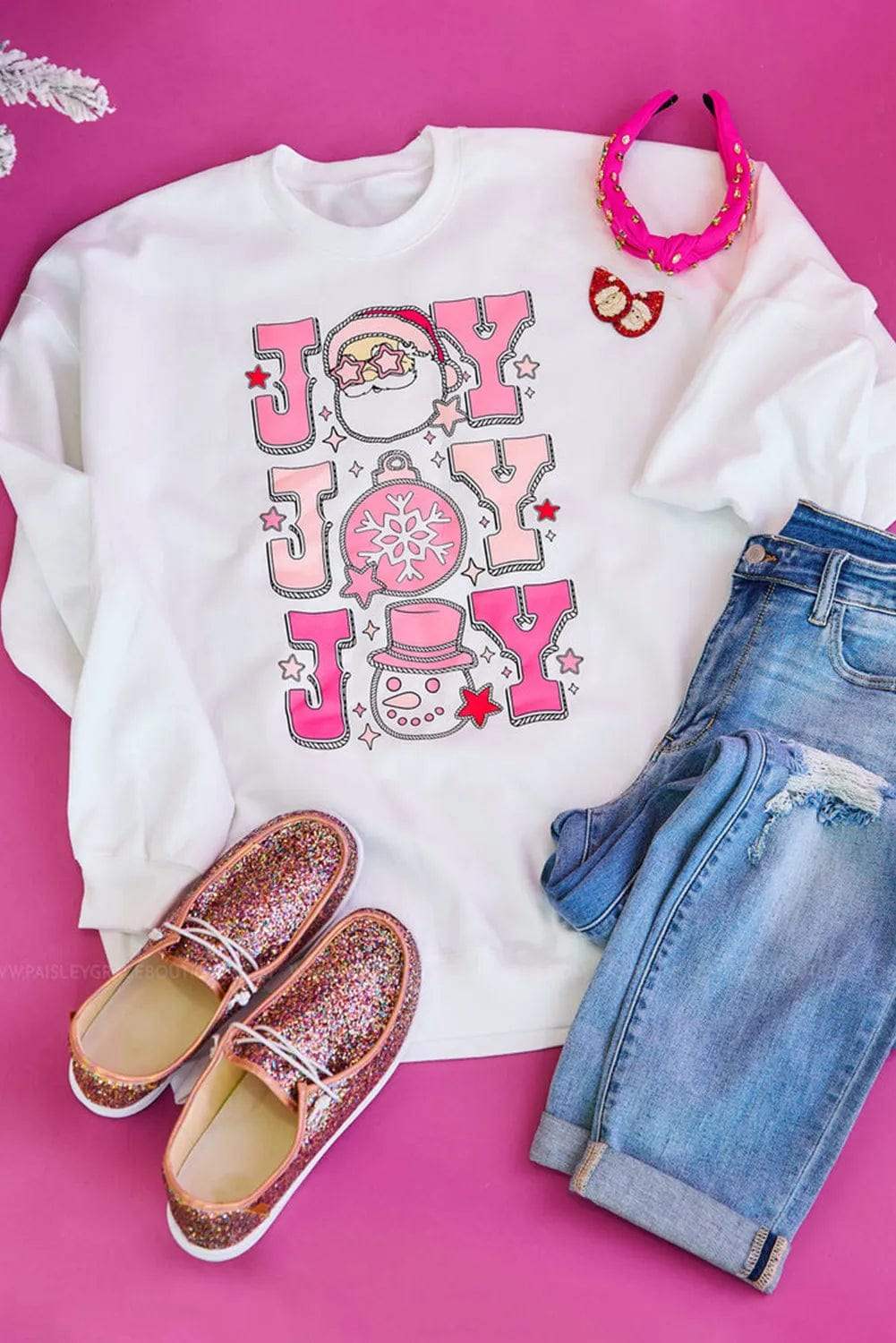 JOY Round Neck Long Sleeve Sweatshirt - Trendsi - Flyclothing LLC