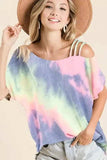 BiBi Tie Dye French Terry Strapped One Shoulder Top - Trendsi - Flyclothing LLC