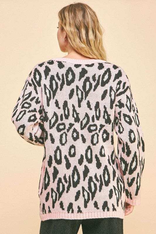Davi & Dani Leopard Ribbon Tie Front Loose Fit Cardigan - Trendsi - Flyclothing LLC