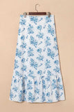 Split Asymmetrical Ruffled Printed Skirt - Trendsi - Flyclothing LLC
