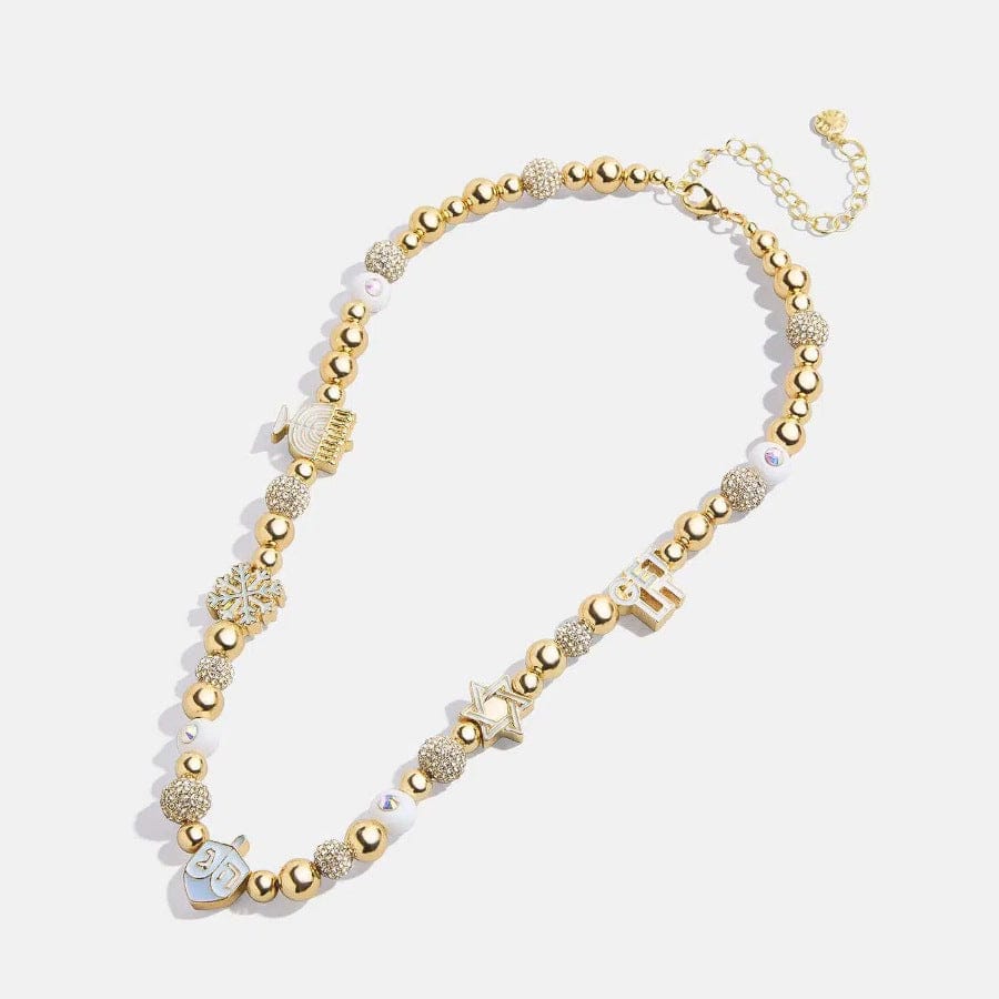 Rhinestone 14K Gold-Plated Beaded Necklace - Trendsi