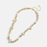 Rhinestone 14K Gold-Plated Beaded Necklace - Trendsi
