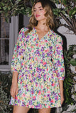 ODDI Full Size Floral Ruched Mini Dress - Trendsi