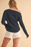 Aemi + Co One Shoulder Long Sleeve Knit Top - Trendsi - Flyclothing LLC
