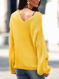 Full Size Lace Up V-Neck Long Sleeve Sweater - Trendsi - Flyclothing LLC