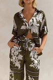 Printed Button Up Shirt and Pants Set - Trendsi - Flyclothing LLC