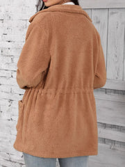 Drawstring Zip Up Long Sleeve Outerwear - Trendsi
