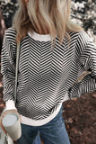 Striped Round Neck Long Sleeve Sweater - Trendsi - Flyclothing LLC