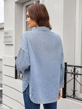 Button Up Long Sleeve Denim Shirt - Trendsi - Flyclothing LLC