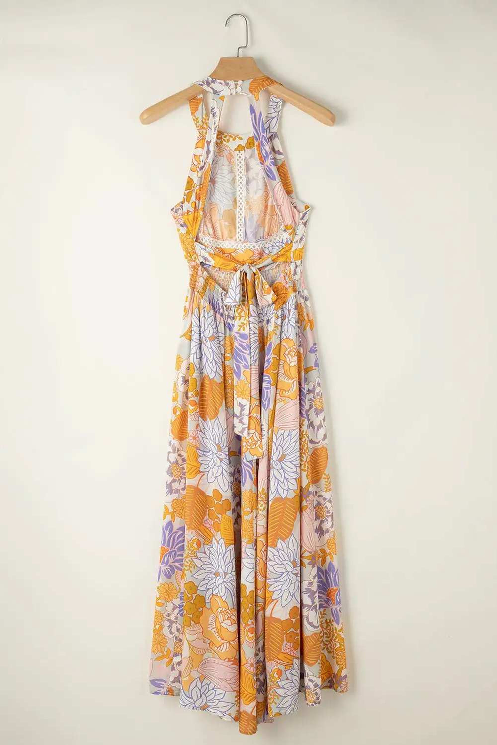 Tied Printed Grecian Sleeveless Maxi Dress - Trendsi - Flyclothing LLC
