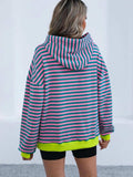 Drawstring Striped Long Sleeve Hoodie - Trendsi - Flyclothing LLC