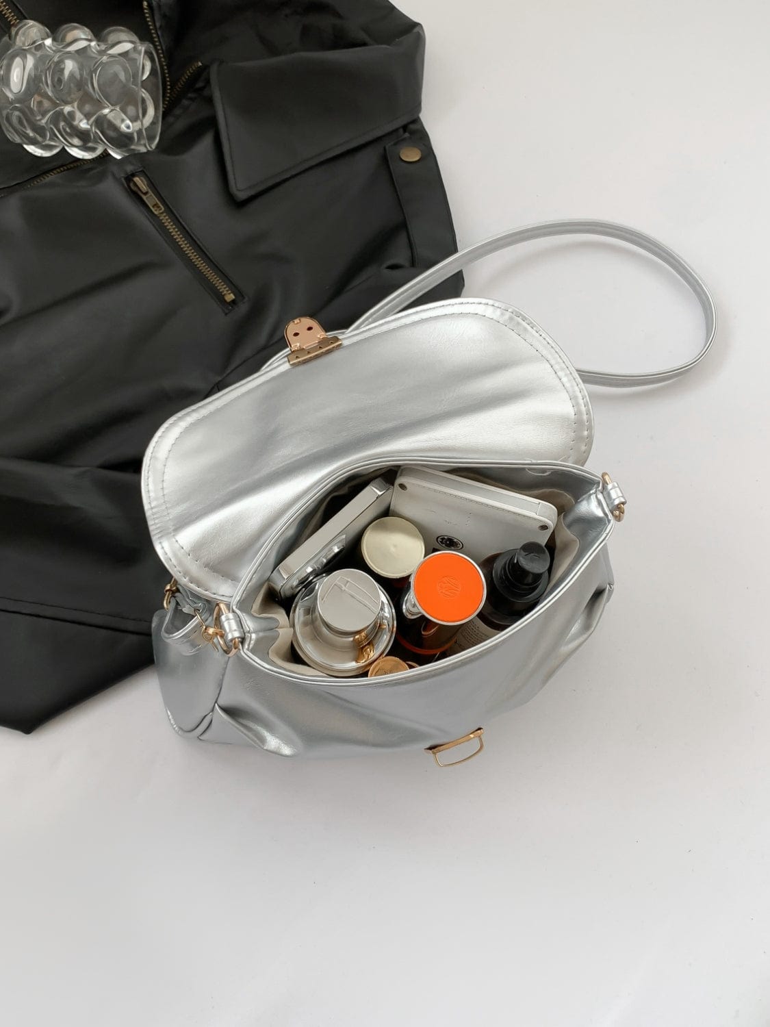 PU Leather Adjustable Strap Crossbody Bag - Trendsi