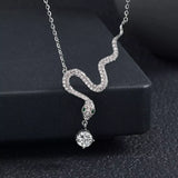 925 Sterling Silver Moissanite Snake Pendant Necklace - Trendsi - Flyclothing LLC