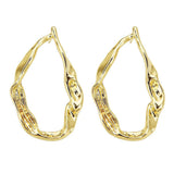 Organic Irregular Water Drop Hoop Earrings, Hammered Liquid Texture Gold Open Hoops, Minimal Quiet Luxury Women Jewelry For Europe Spain - My Store - Flyclothing LLC