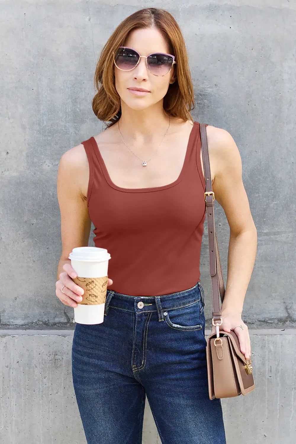 Basic Bae Full Size Square Neck Wide Strap Tank - ShopBasicbae - Flyclothing LLC