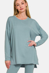 Zenana Full Size Brushed Microfiber Top and Leggings Lounge Set - Trendsi - Flyclothing LLC